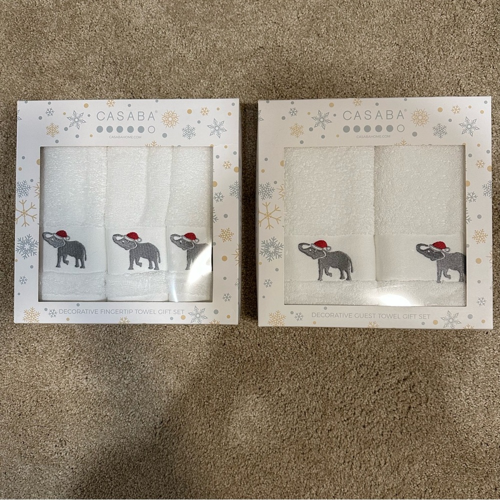 Casaba White Decorative Bath Towel Set. (Rack)
